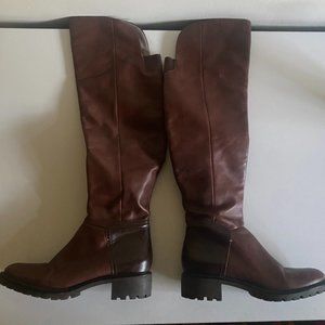 Cole Haan Over the Knee Wool-Lined Brown Leather Boots